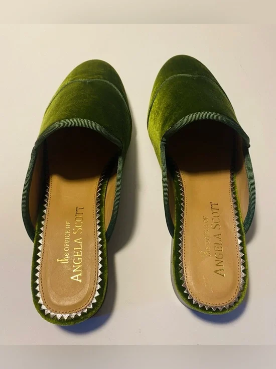 THE OFFICE OF ANGELA SCOTT Miss Adelaide Green Velvet Mules Size 36 US 6 NIB NEW - Picture 5 of 9